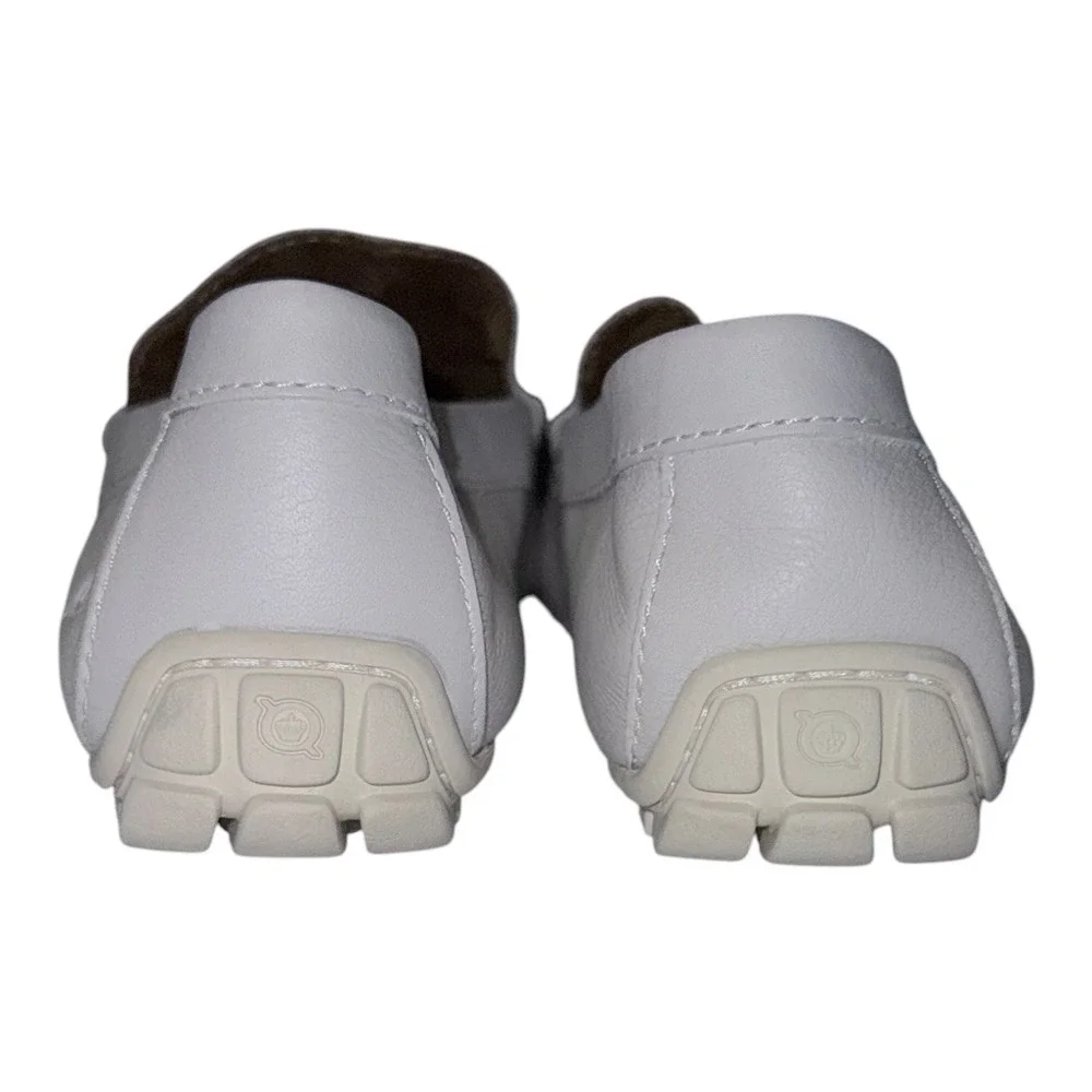 Born Mens Size 10 Medium Width White Leather Allan Slip On‎ Driving Loafer
